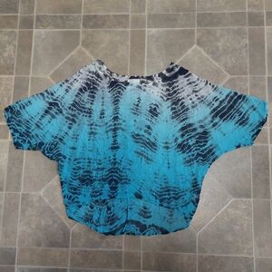 Gypsy Womens Short Sleeve Sheer Tye Dye Abstract Animal Print Silk Blouse Medium